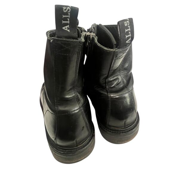 AllSaints Piero Combat Ankle Boots •EU 46/US 13• Black Leather Zipper $349 main image 13